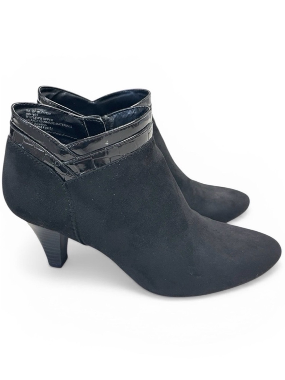 East 5th Black Faux Suede Size 7 Ankle Booties Heeled Zip Boots